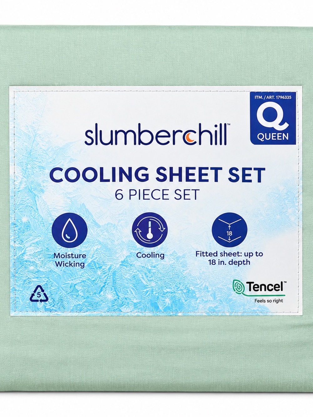 Slumber Chill Queen Cooling Sheet Set 6pc Green Tencel Lyocell